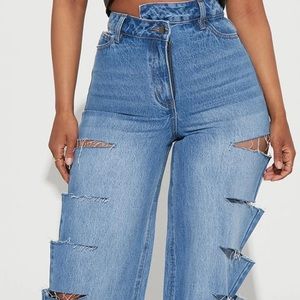 Denim crossover slashed jeans. Size women’s 15.